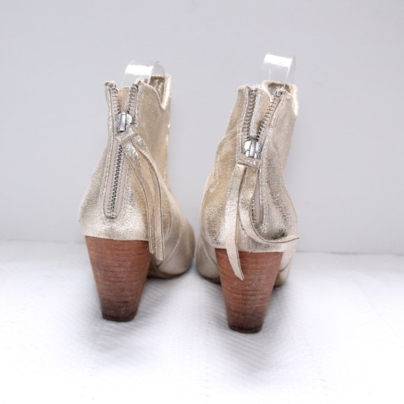 Report Martin Gold Metallic Leather Ankle Boots 8 - Picture 12 of 16